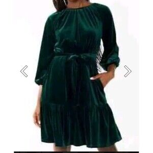 Draper James Dress For Women Size Medium Velvet Green Lined Pockets   B7